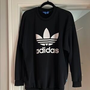 Adidas Black Crewneck Sweater with Trefoil Logo